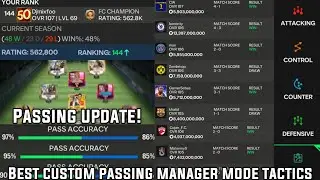 BEST CUSTOM 90+% PASSING MANAGER MODE TACTICS & FORMATION GUIDE TO FIFA CHAMPION | FC MOBILE
