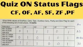 COAL Assembly Language | Solution Of Quiz ON Status Flags | Flag Registers in 8086 Microprocessor