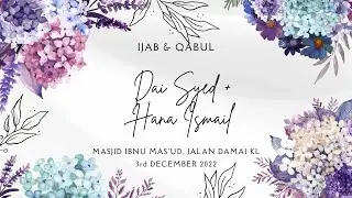 🔴 [Live]  Siaran Langsung Majlis Akad Nikah Dai Syed Iqmal & Hana Ismail | 3 DEC 2022