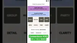 Connections NYT #203: 31/12/2023 | #nytcrosswordanswers #Blue7
