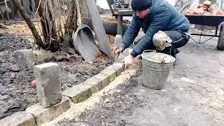 бордюр с белого кирпича