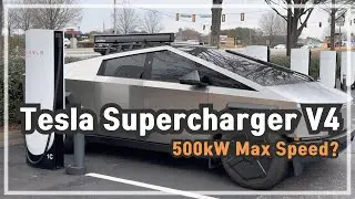 Tried New Tesla Supercharger V4 on Cybertruck! Speed Comparison with V3.