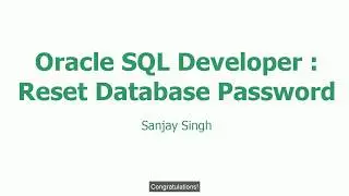 SQL Developer Password Reset
