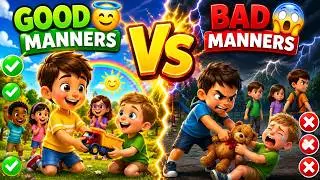 Good Manners vs Bad Manners for Kids 🌟 Good Habits vs Bad Habits Learning Video!