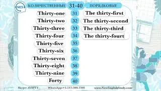 NUMERAL 30-40 ЧИСЛИТЕЛЬНЫЕ
