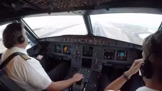 Fuerteventura GCFV Cockpit view landing rwy 01 in crosswind