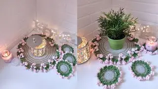 Crocheted doilies set, knitted doily for decor of any room, for candles and other decors.