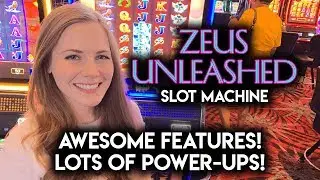 Zeus Unleashed Slot Machine! Max Bet Re-Spins LOTS of Powerups!!