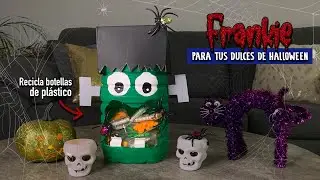 🧟‍♂️ DULCERO de FRANKENSTEIN para HALLOWEEN con BOTELLA de PLÁSTICO - Manualidades para HALLOWEEN