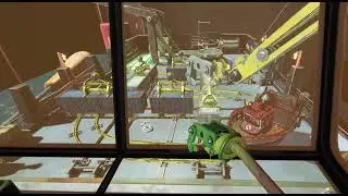 VR puzzle using giant controllable crane arm