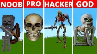 Pixel Art NOOB VS PRO VS HACKER VS GOD Skeleton in Minecraft