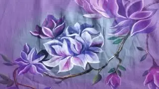 Fabric Painting Step by Step Design| Purple Flower Art | Suit Painting| 