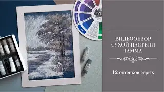 Обзор сухой пастели Гамма. Набор 12 серых оттенков. Рисуем зимний пейзаж.