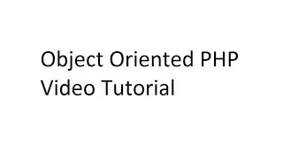 Object Oriented Php - Tutorial