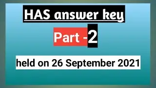 part-2 HAs answer key held on 26 September 2021