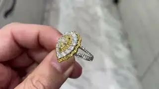 Yellow diamond, pear, shape, cocktail, ring, or engagement ring