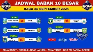 Jadwal Babak 16 Besar Kapolri Cup 2024 Live | Jawa Timur vs NTB | Jadwal Kapolri Cup 2024 Hari Ini