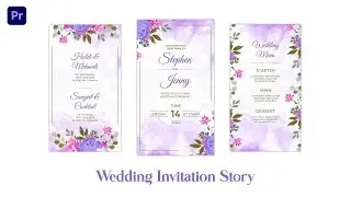 Purple Flower Design Premiere Pro Wedding Invitation Story
