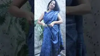 Blue Maheshwari Cotton Saree Photoshoot With Model By Pixel Caption ! | Shorts | Pixel Caption