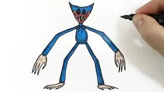 How to draw a creepy HUGGY WUGGY