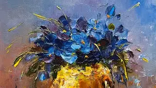 Фиалки. Масло на холсте. Татьяна Калашникова