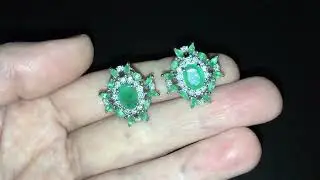 Серебряные серьги с замбийскими изумрудами