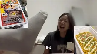 친구들이랑 초대왕 짱구야끼소바 먹방(웃김)