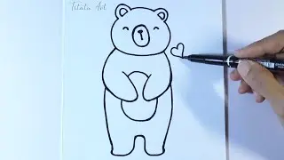 How to Draw a Cute Bear easy for Kids | Cute Drawing