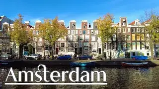 Walking in Amsterdam - Canals, Leidseplein, Flower Market and more | 4K