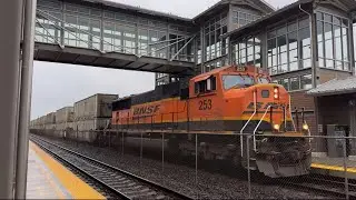 BNSF Trains At Mukilteo Train Station + Ford Hi-Rail Truck On The Tracks!