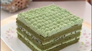 Green Tea Red Bean Cake 绿茶红豆蛋糕