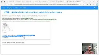 HTML disable left click and text selection in text area