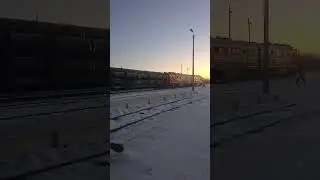 Сцепка к грузовому  поезду 2. Зима -24°
