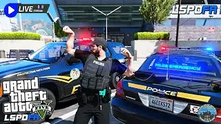LIVE: GTA V LSPDFR Police Mod: LSPD (Code 3 Cruisers w/MessageBoard)