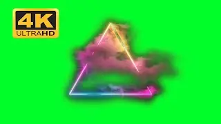 Efecto especial de triángulo con nubes girando alrededor pantalla verde 4k chroma key