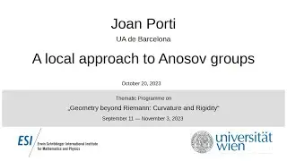 Joan Porti - A local approach to Anosov groups