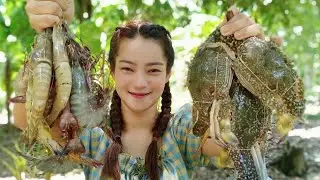 Yummy Cooking Steam Crap and Prawn Fry Spicy Recipe / by Beautiful Countryside Life TV
