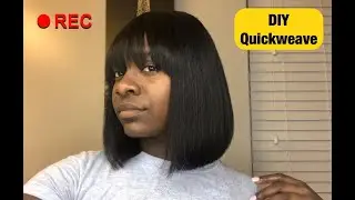 DIY| START TO FINISH| QUICK WEAVE BLUNT CUT BANG BOB