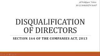 Disqualification of Directors-Section 164 of the Companies Act 2013