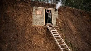 Building Underground Shelter on a High Cliff | Smart Door System and Hidden Ladder Design