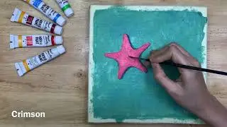 Daily challenge #21/ Red starfish underwater/Acrylic Painting/ Cách vẽ con sao biển dưới nước