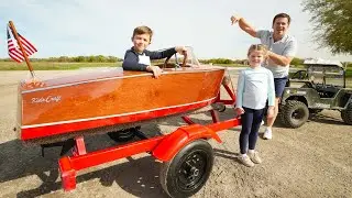 Hudson's New Kids Boat is Awesome | Tractors for kids