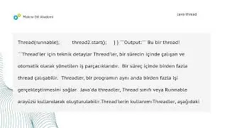 Java thread | Makine Dili Akademi