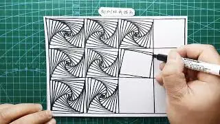 悖论顺时针画法Easy Abstract Drawing / Overlapping 3D Line Illusion / Daily Art Therapy/zentangle/doodle/