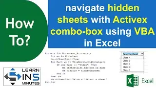 How to navigate hidden worksheets with Activex combo-box using VBA in Excel | Learn in 5 Minutes