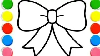 How to draw a cute Ribbon 🎀 Drawing, painting and colouring for Kids and Toddler||