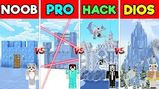 MINECRAFT: CASTILLO DE HIELO NOOB vs PRO vs HACKER vs DIOS 😱🏠 RETO DE LA BASE de INVICTOR