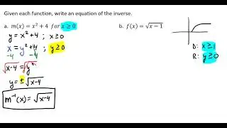 Writing the Inverse Function of a Given Function Video