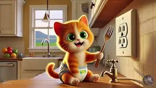 Naughty Kitten Worries the Mother with a Knife
