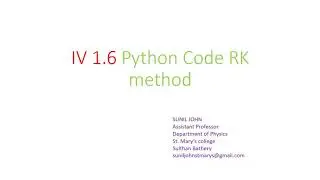 IV 1.6 Python Code RK METHOD